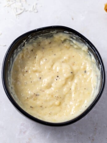 small black bowl with garlic parmesan aioli