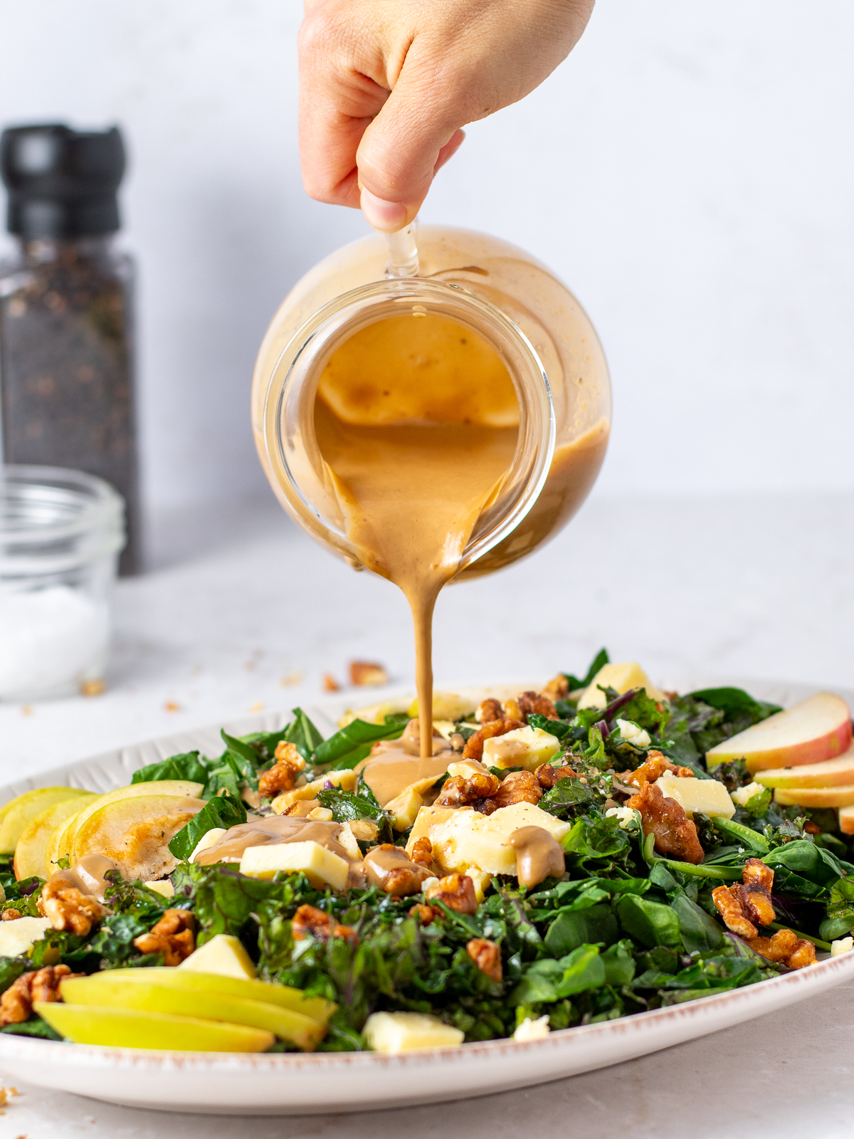Kale and Spinach Salad with Apples and White Cheddar