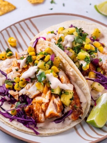 blackened mahi mahi tacos with pineapple corn salsa