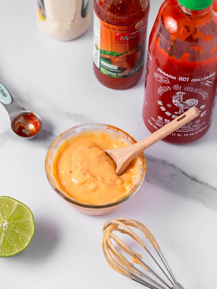 whisked sweet chili sriracha sauce