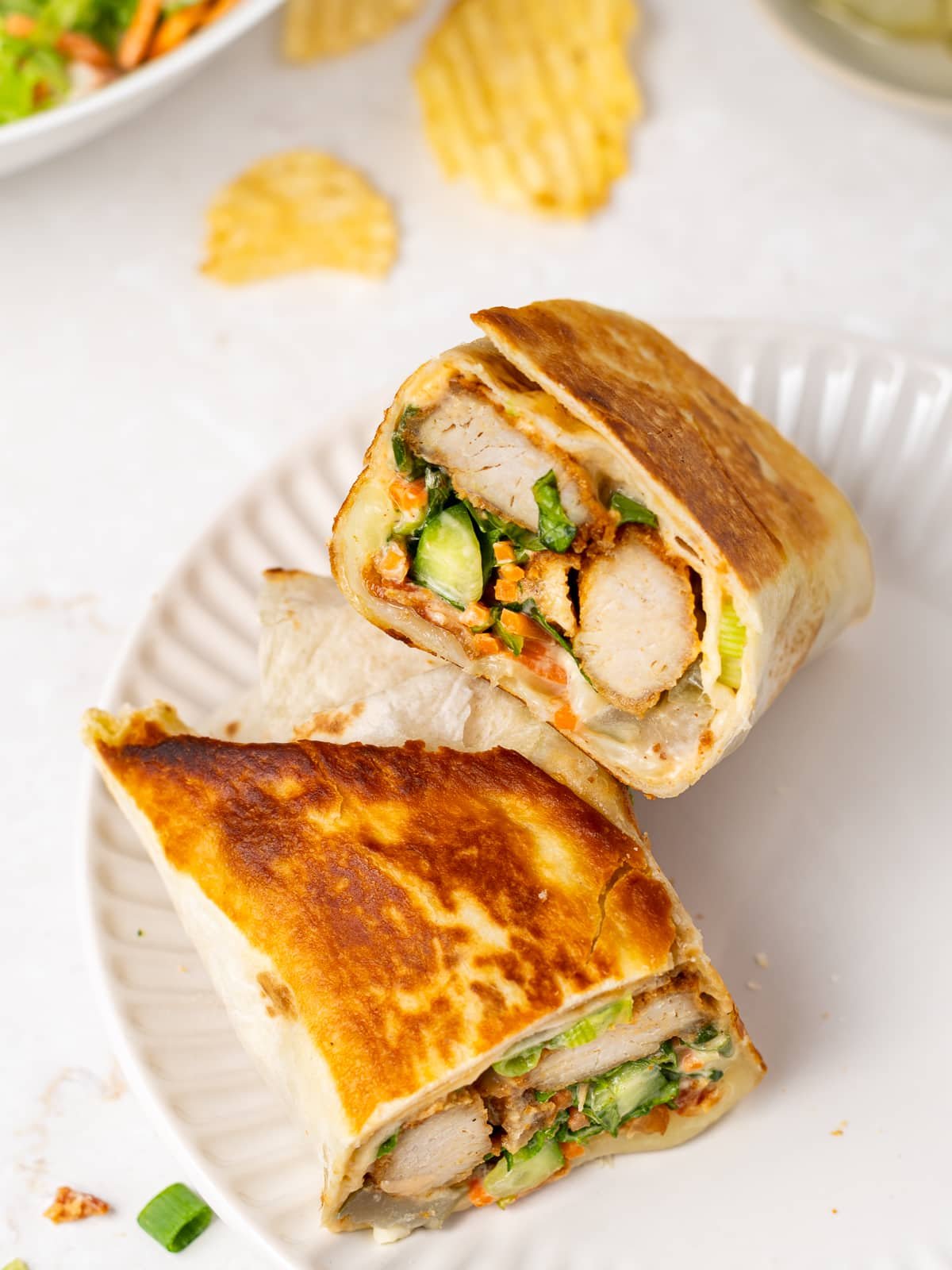 inside look into a honey mustard chicken wrap