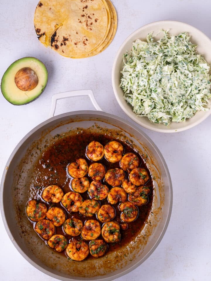 components to make cilantro lime shrimp tacos