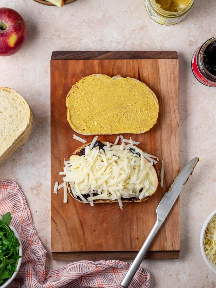 gruyere cheese added on top of the apple slices