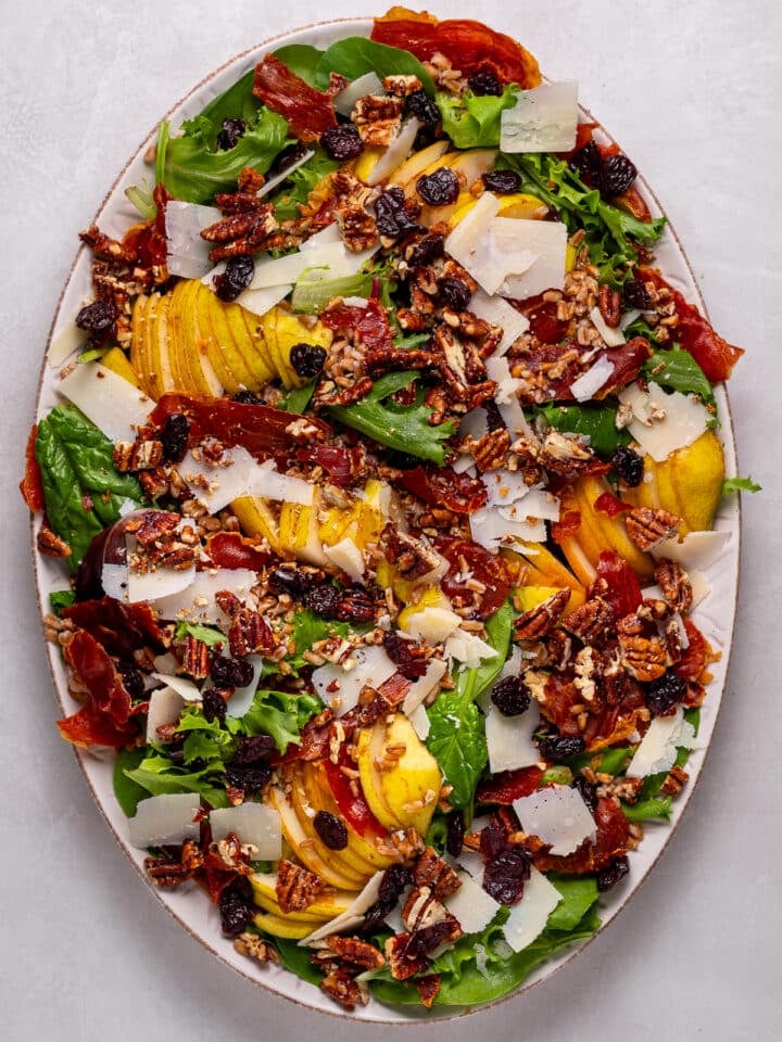 pecans and dried cherries added to the salad