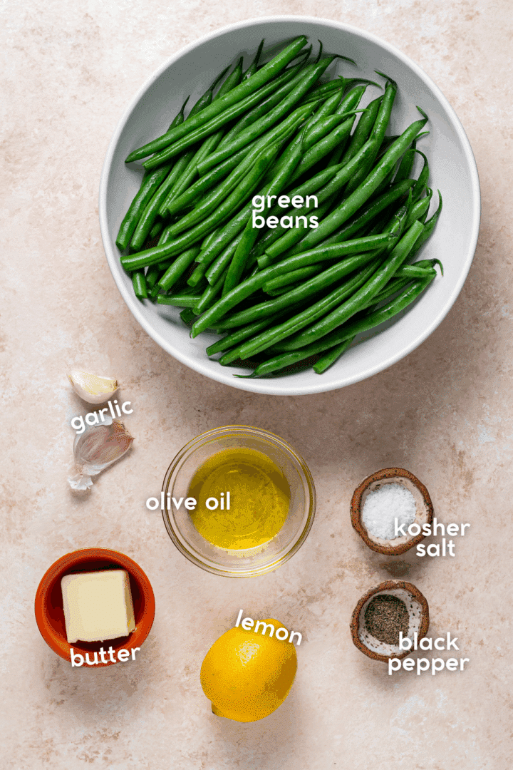 picture of the ingredients needed to make lemon butter green beans