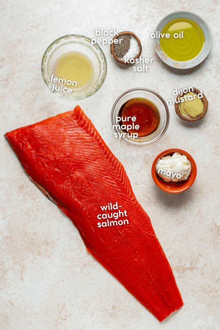 picture of the ingredients need to make maple mustard salmon