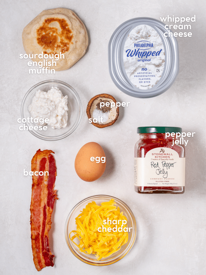 picture of the ingredients needed to make an easy microwave breakfast sandwich