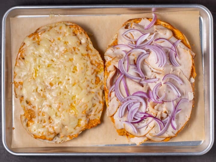 red onion added to the sandwich