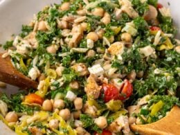 chickpea chicken salad with green harissa dressing Spiced & Recipe chickpea chicken salad with green