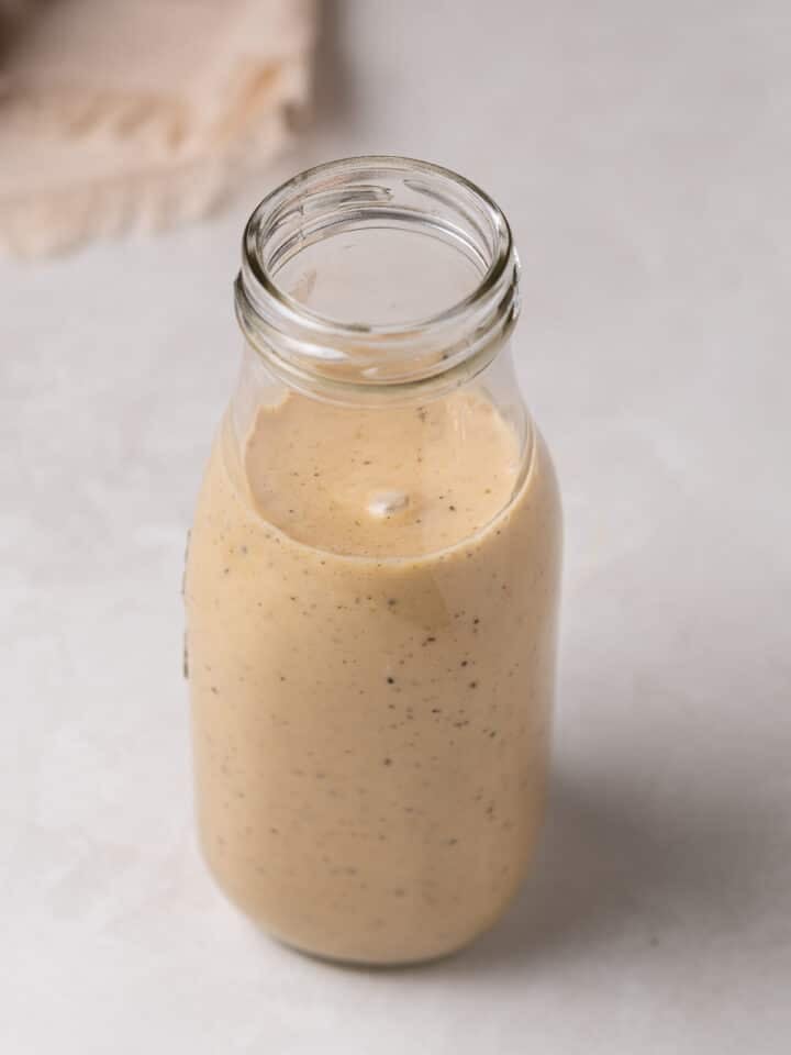 small jug of creamy balsamic dressing