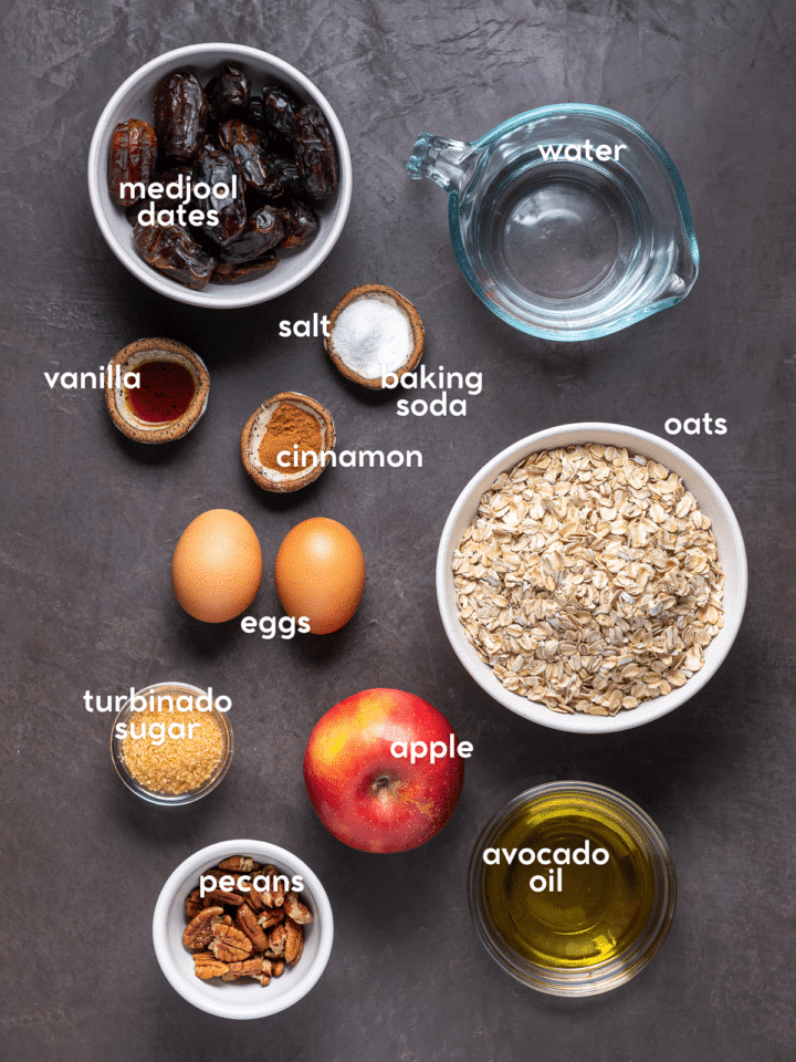 picture of the ingredients you need to make date muffins
