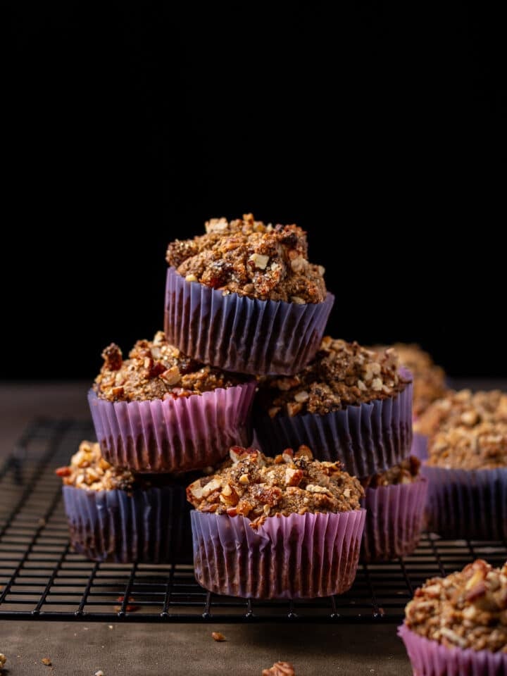 small pyramid of date muffins stacked on each other