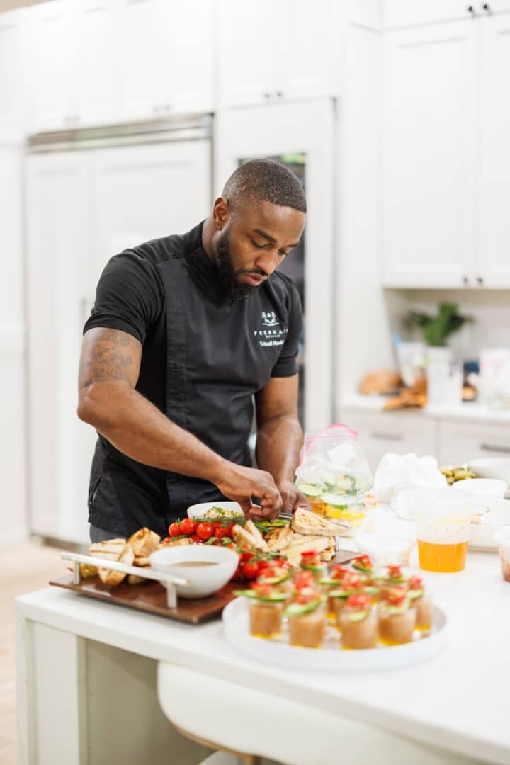 chef Trimmel preparing appetizers