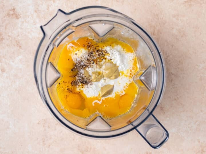 eggs, cottage cheese, milk and dijon mustard in a blender